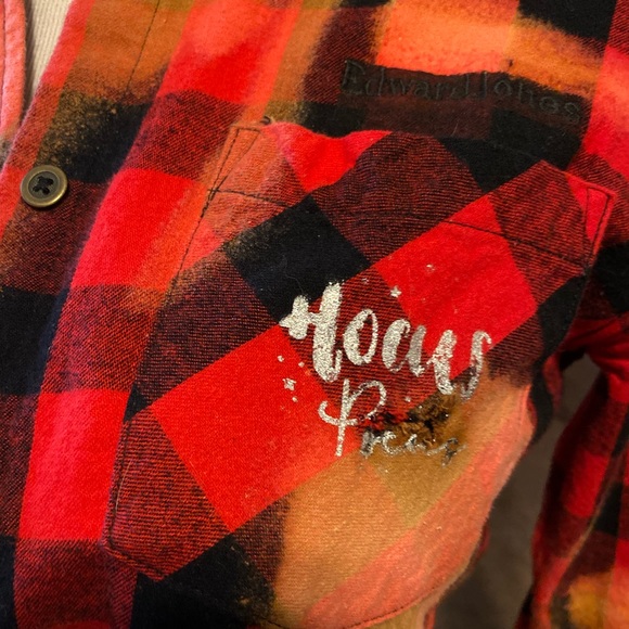 Custom Red and Black Button Up Flannel Fall or Halloween Top - Picture 5 of 8